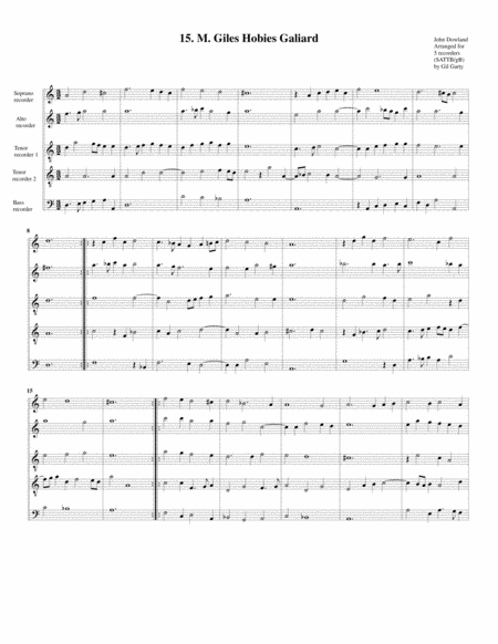 M. Giles Hobies Galiard (15, 1604) (arrangement for 5 recorders)