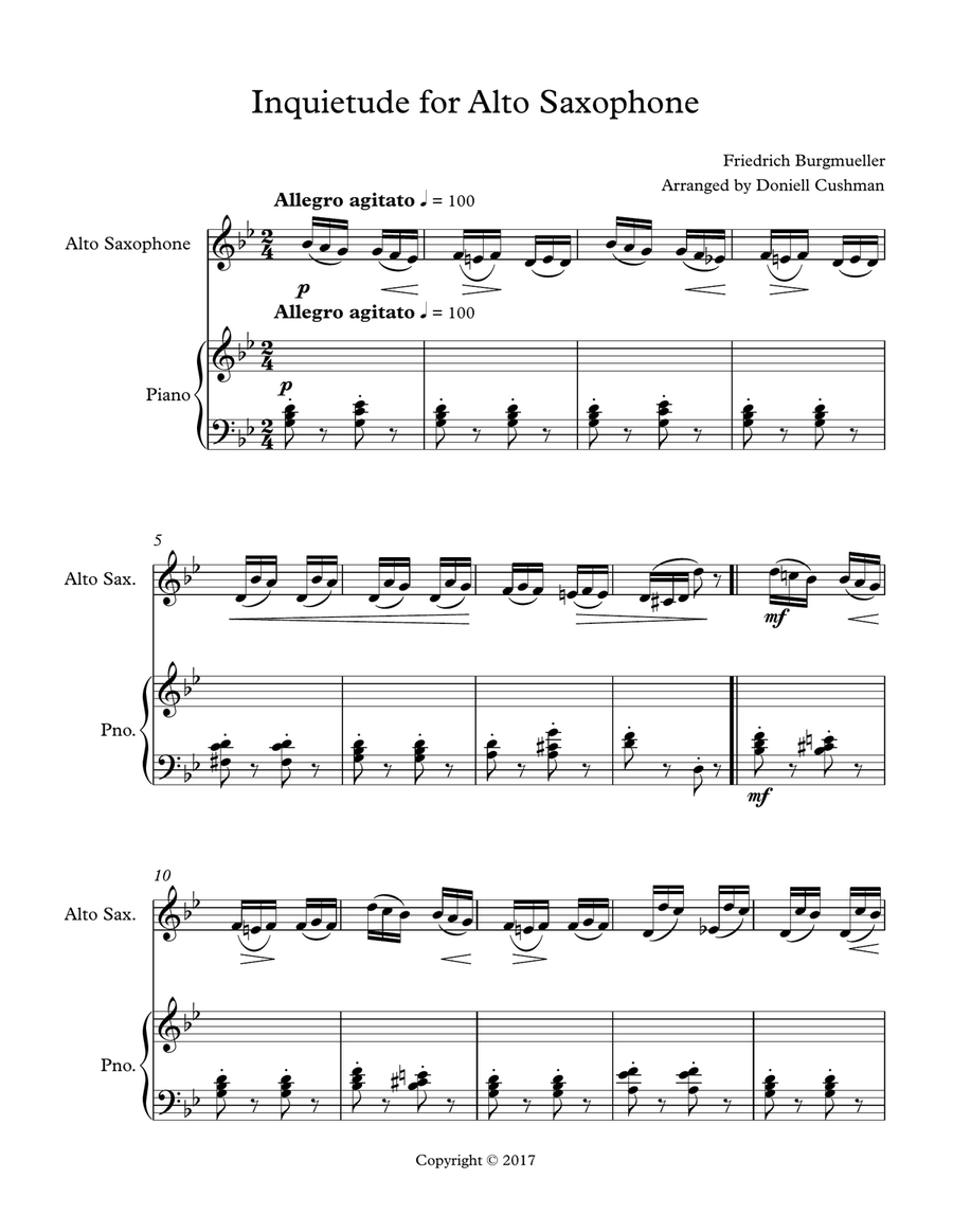 Inquietude for Alto Saxophone Alto Saxophone scores gallery preview page 2