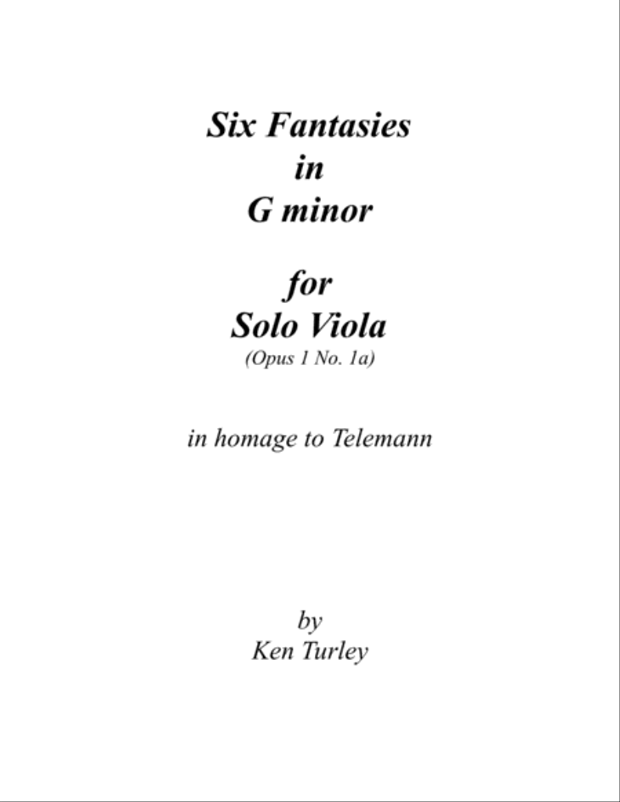 Six Fantasies for Solo Viola Viola Solo scores gallery preview page 1