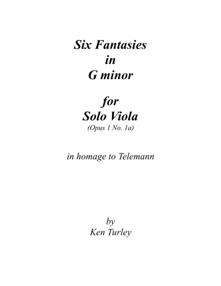 Six Fantasies for Solo Viola image number null