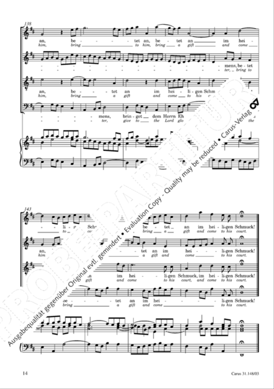 Give to the Lord glory due the Master (Bringet dem Herrn Ehre seines Namens) 4-Part scores gallery preview page 15