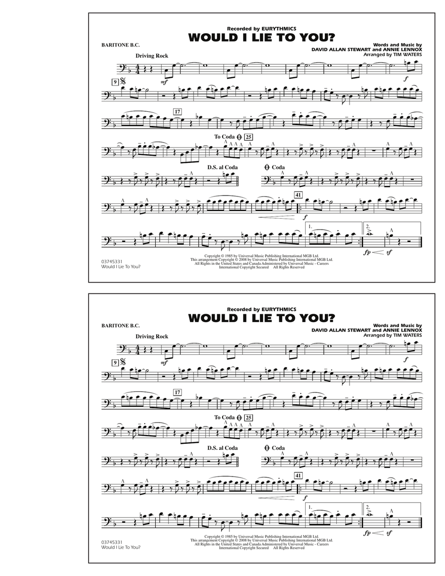 Would I Lie to You? - Baritone B.C.