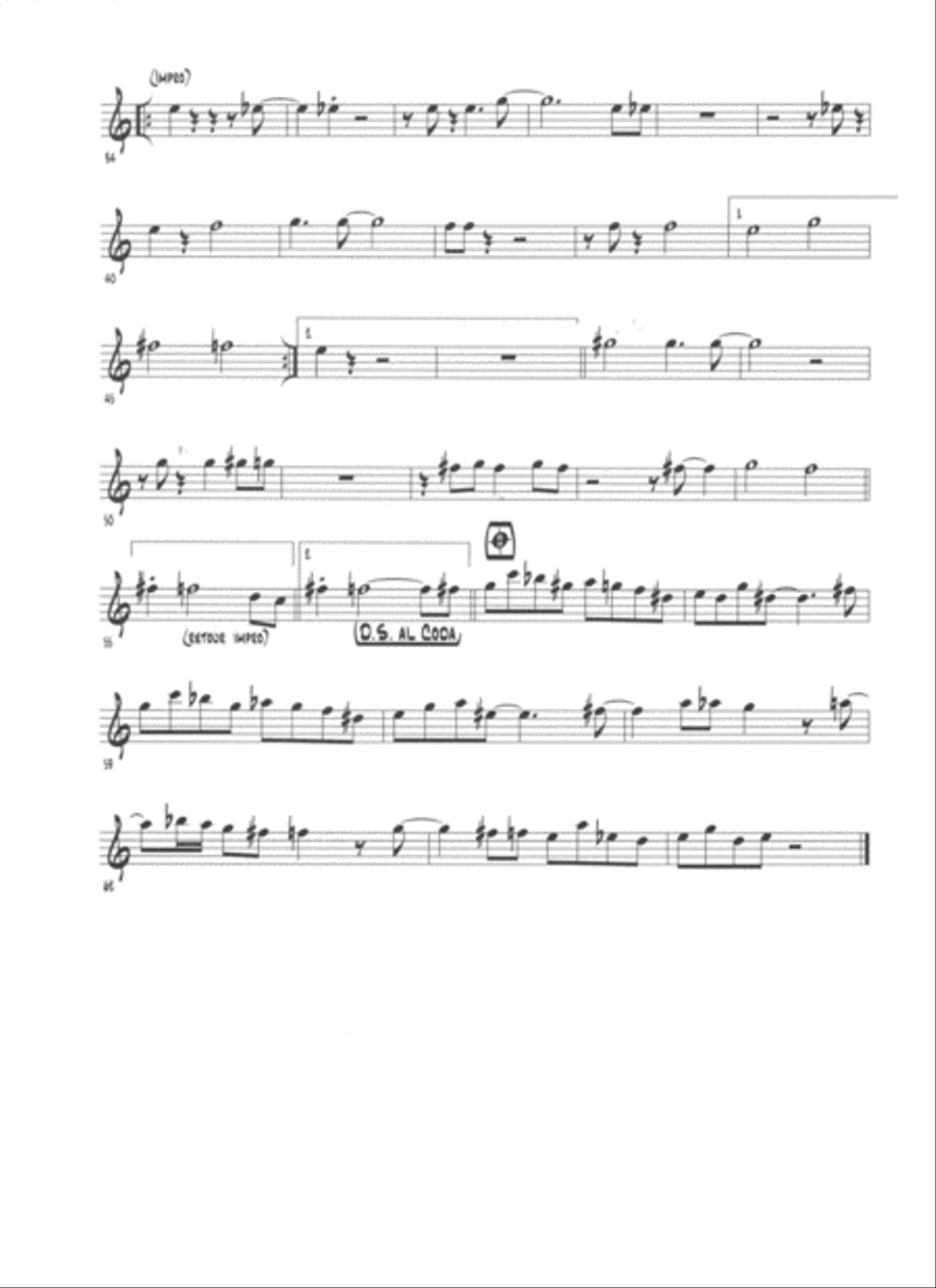 Tordu (pour saxo. Alto - Ténor 1 et 2, - Baryton - guitare- contrebasse et batterie - Score Only Jazz Ensemble scores gallery preview page 6