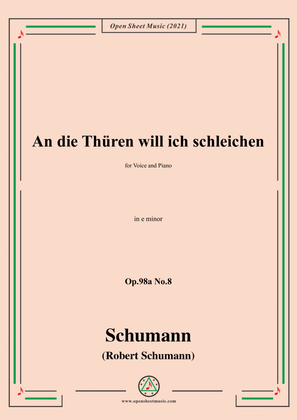 Book cover for Schumann-An die Thuren will ich schleichen,Op.98a No.8,in b minor