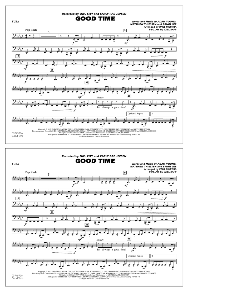 Good Time - Tuba Marching Band scores gallery preview page 1