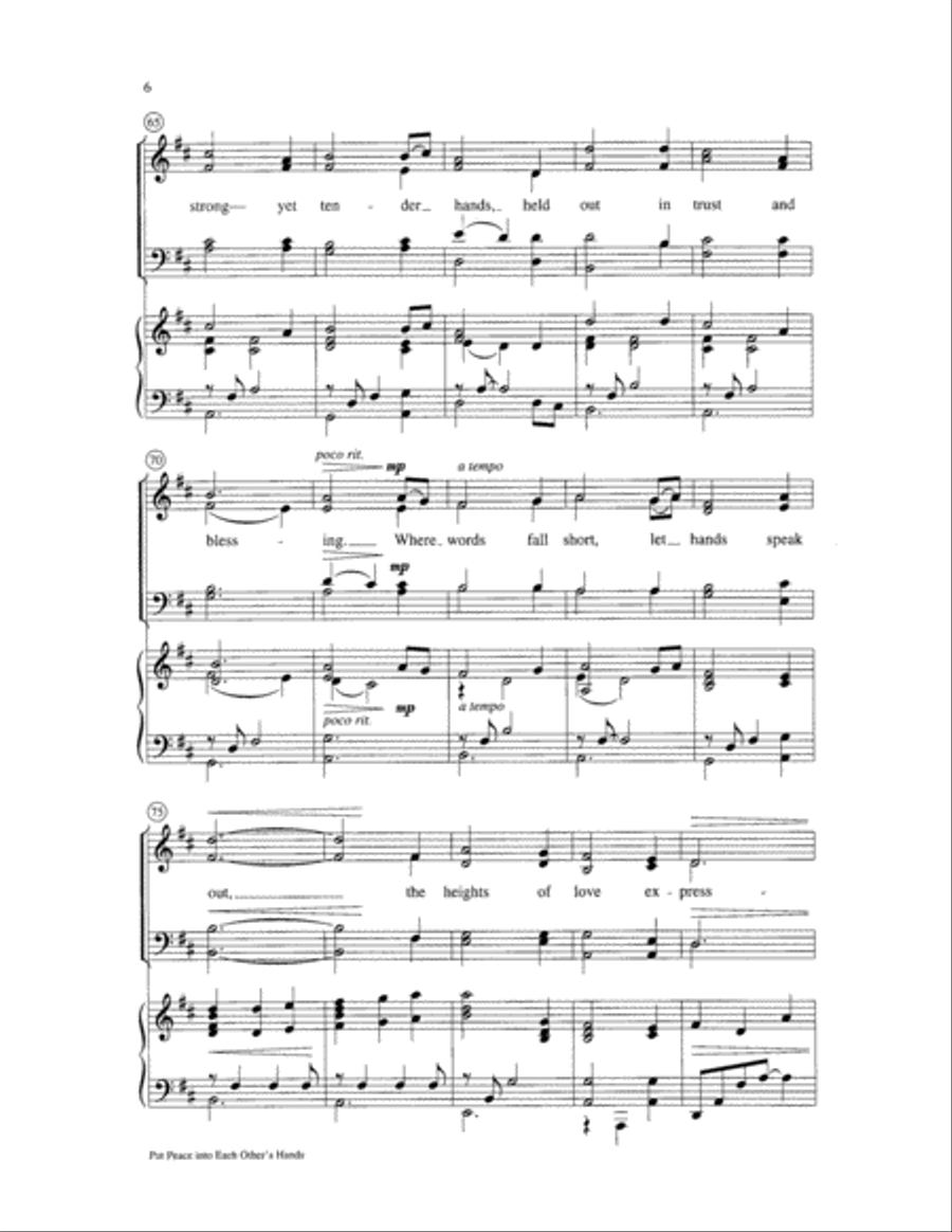 Put Peace Into Each Other's Hands 4-Part scores gallery preview page 6
