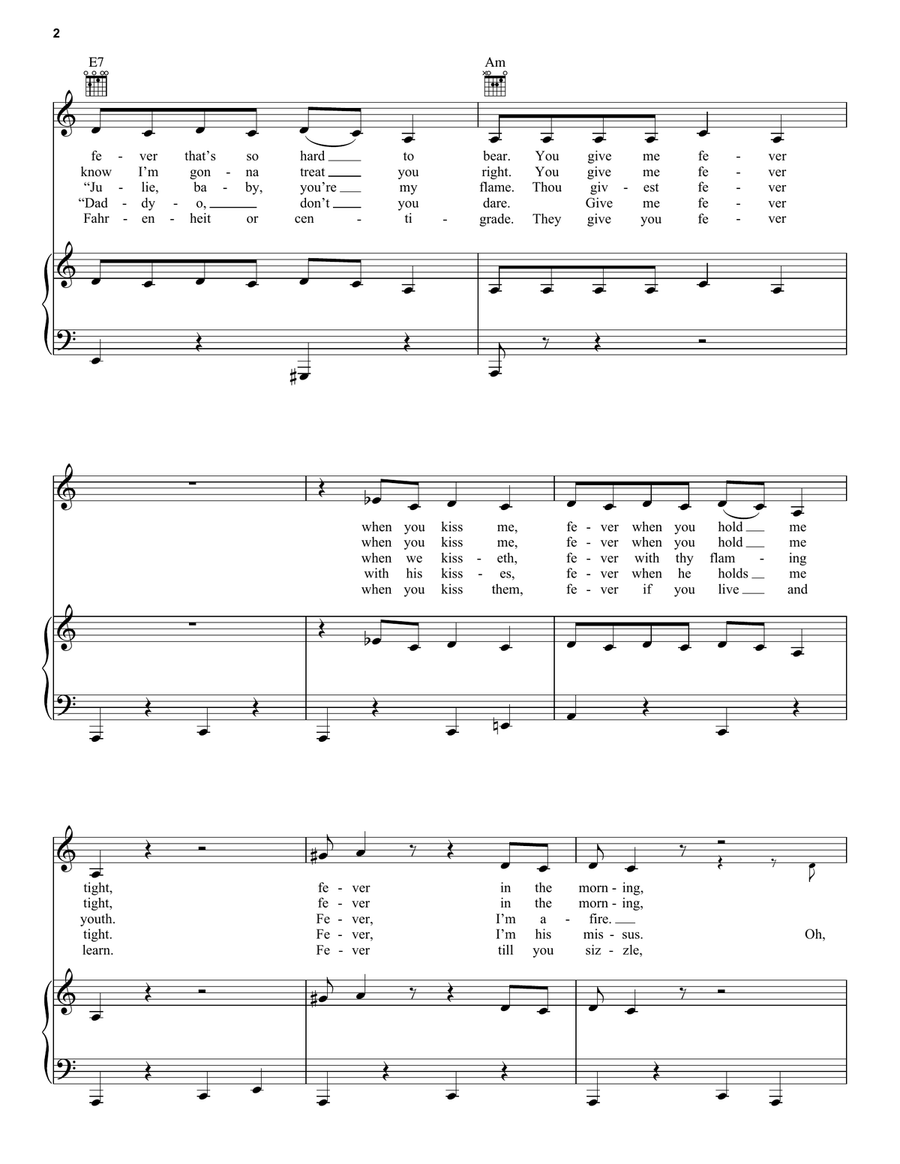Fever Piano, Vocal, Guitar scores gallery preview page 2