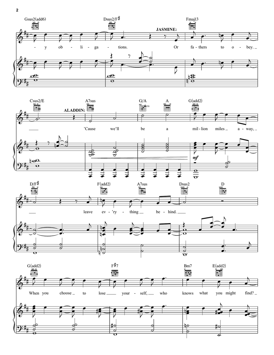 A Million Miles Away (from Aladdin: The Broadway Musical) Guitar scores gallery preview page 2