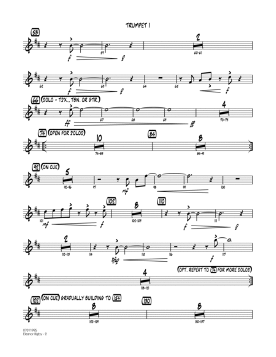 Eleanor Rigby - Trumpet 1 Jazz Ensemble scores gallery preview page 2