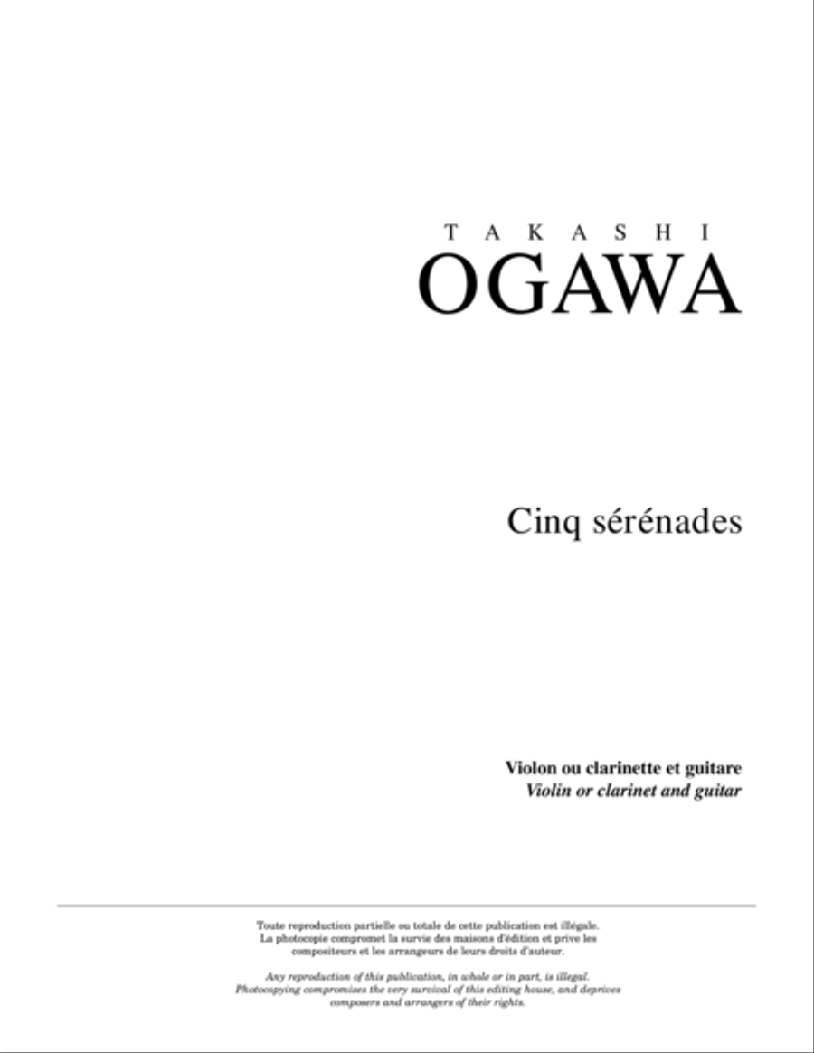 Cinq sérénades Cinq sérénades Violin scores gallery preview page 1