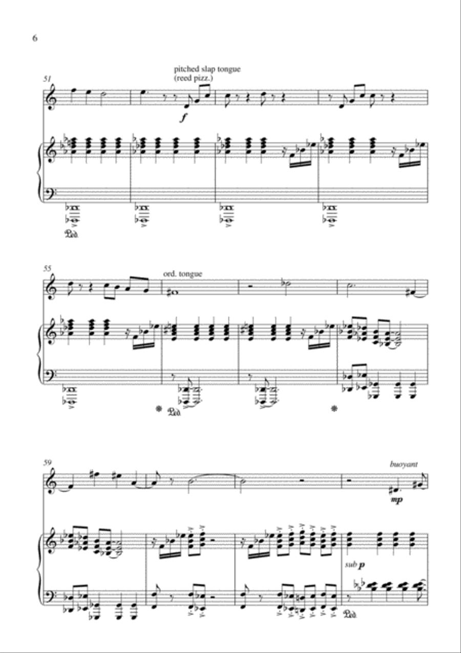 Carso Cooman: Polpis Dreaming (2002) for Eb contrabass saxophone and piano Small Ensemble scores gallery preview page 6