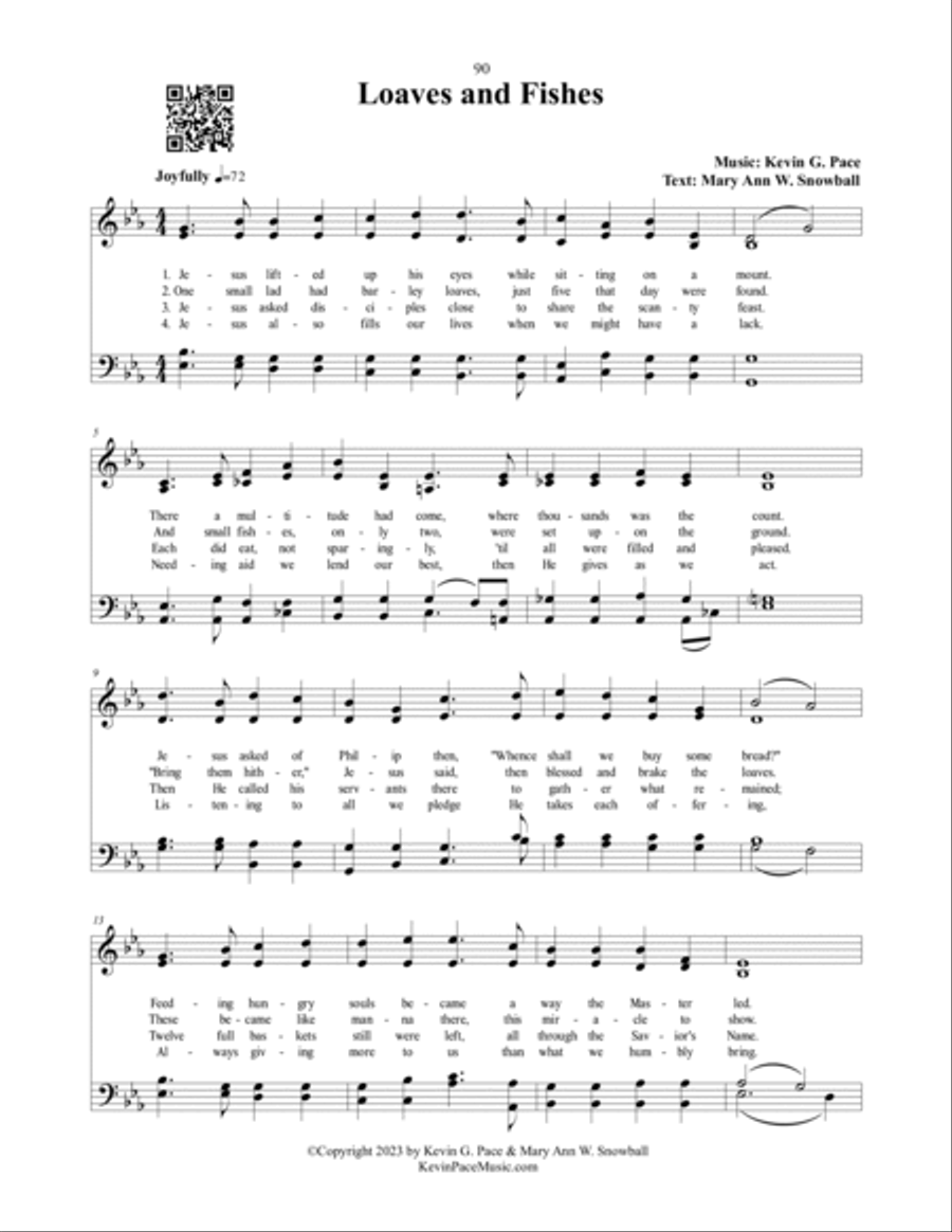 Loaves and Fishes, a sacred hymn 4-Part scores gallery preview page 2