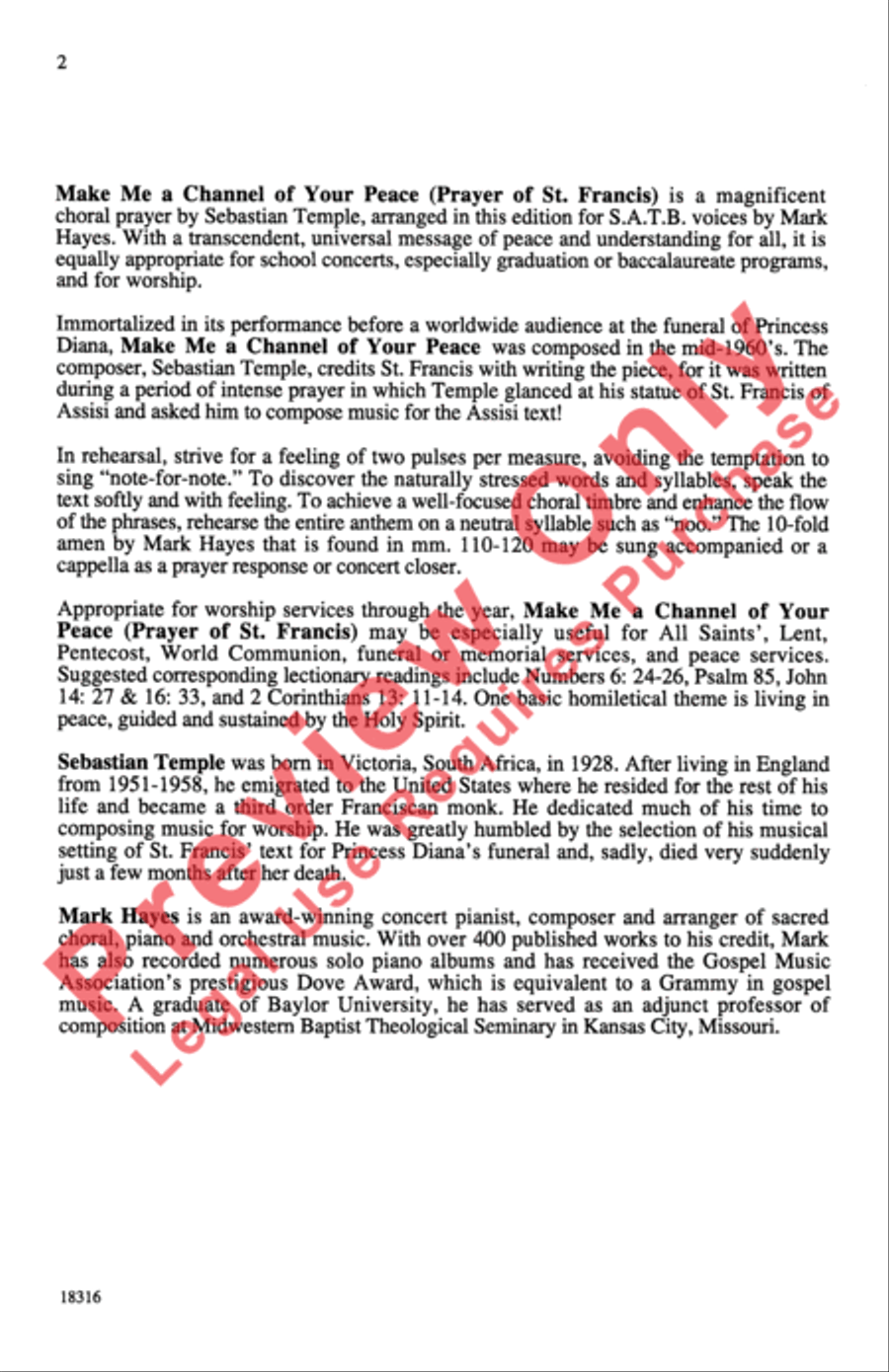 Make Me a Channel of Your Peace 4-Part scores gallery preview page 2