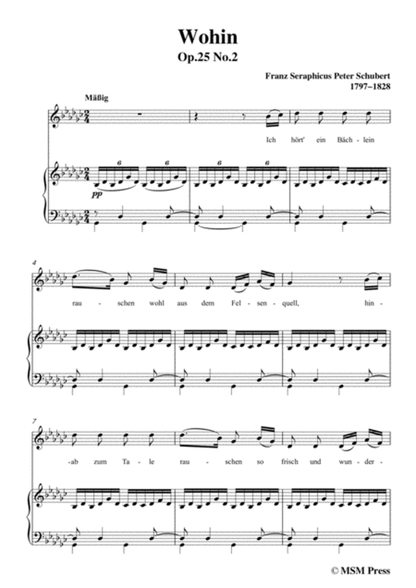 Schubert-Wohin,from 'Die Schöne Müllerin',Op.25 No.2,in G flat Major,for Voice&Piano image number null