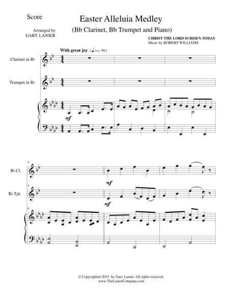 EASTER ALLELUIA MEDLEY (Trio – Bb Clarinet, Bb Trumpet/Piano) Score and Parts image number null