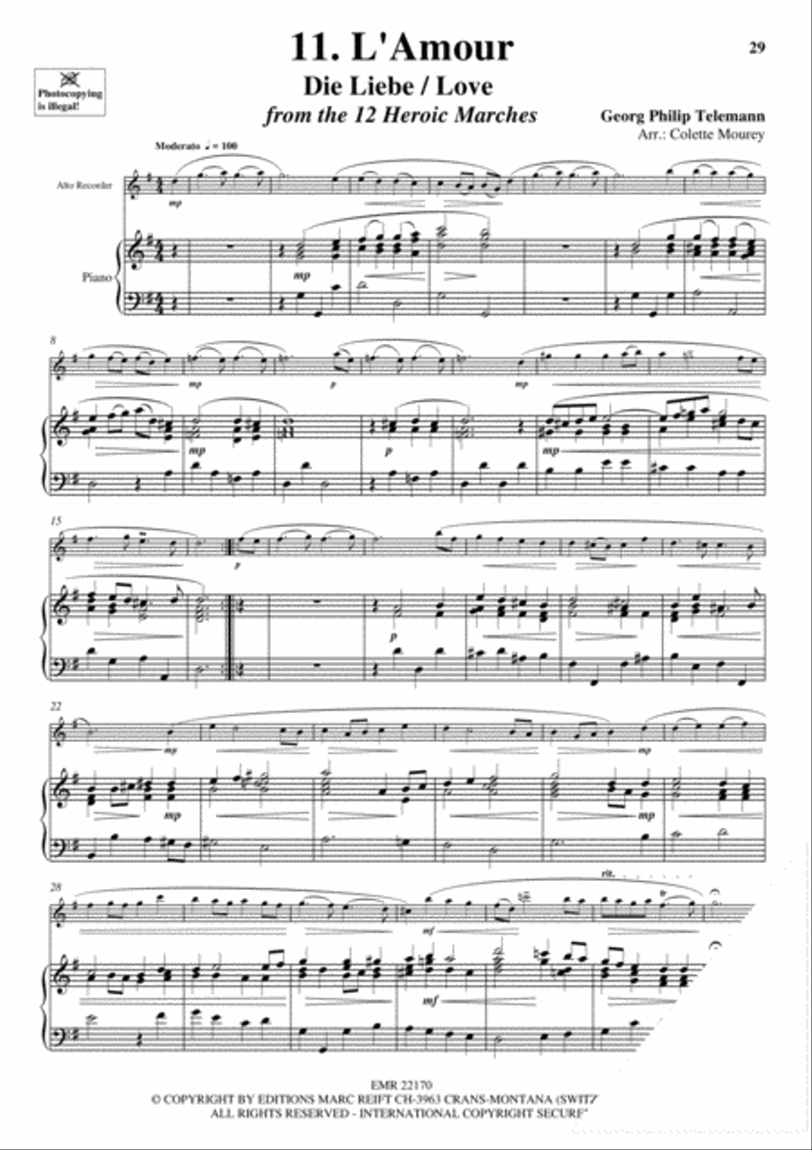 20 Greatest Slow Melodies Alto Recorder scores gallery preview page 13