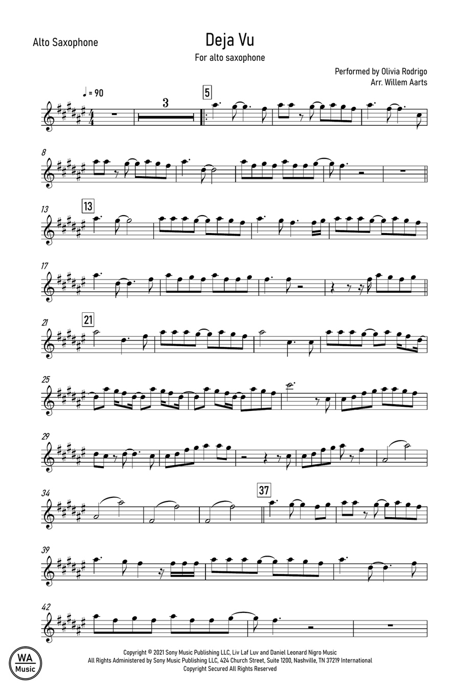 Deja Vu Alto Saxophone scores gallery preview page 1