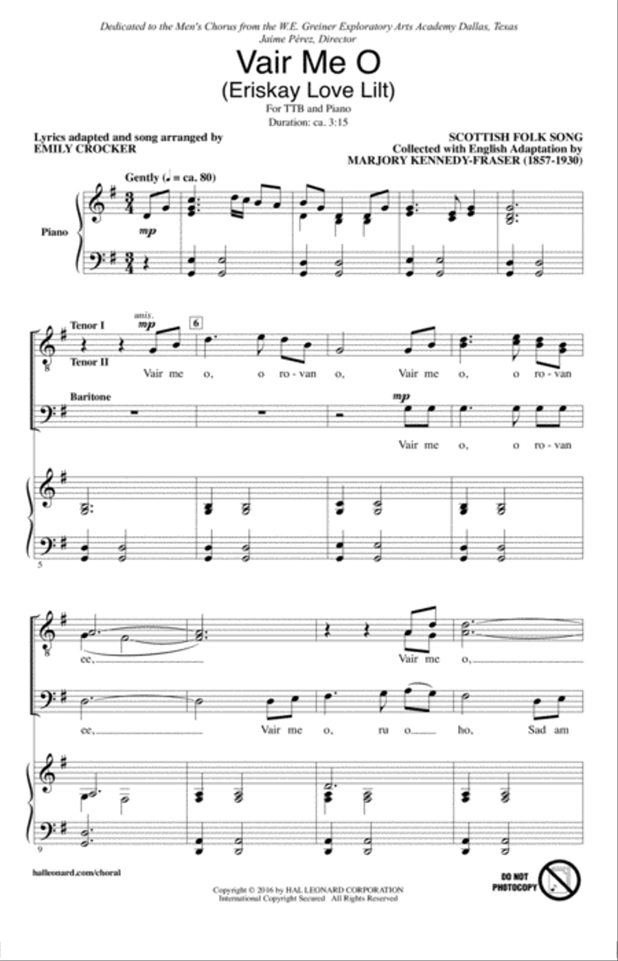 Vair Me O (Eriskay Love Lilt) TTBB scores gallery preview page 1