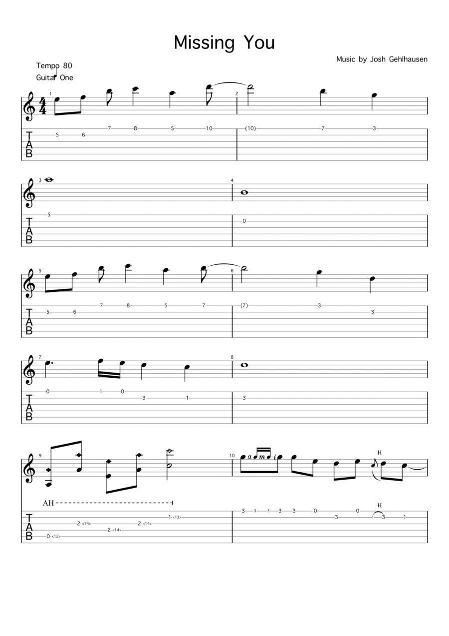 Missing You Missing You Acoustic Guitar scores gallery preview page 1