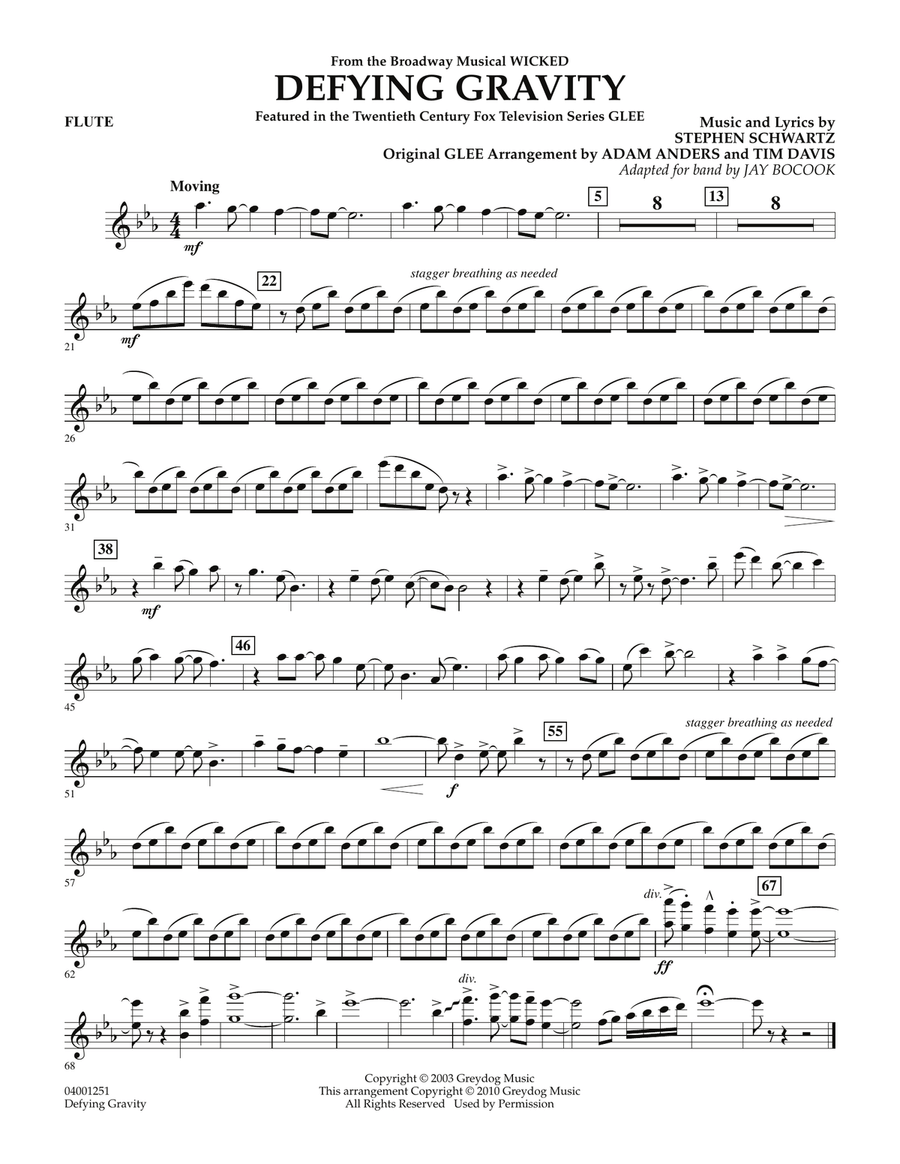 Defying Gravity (from Wicked) - Flute Concert Band scores gallery preview page 1