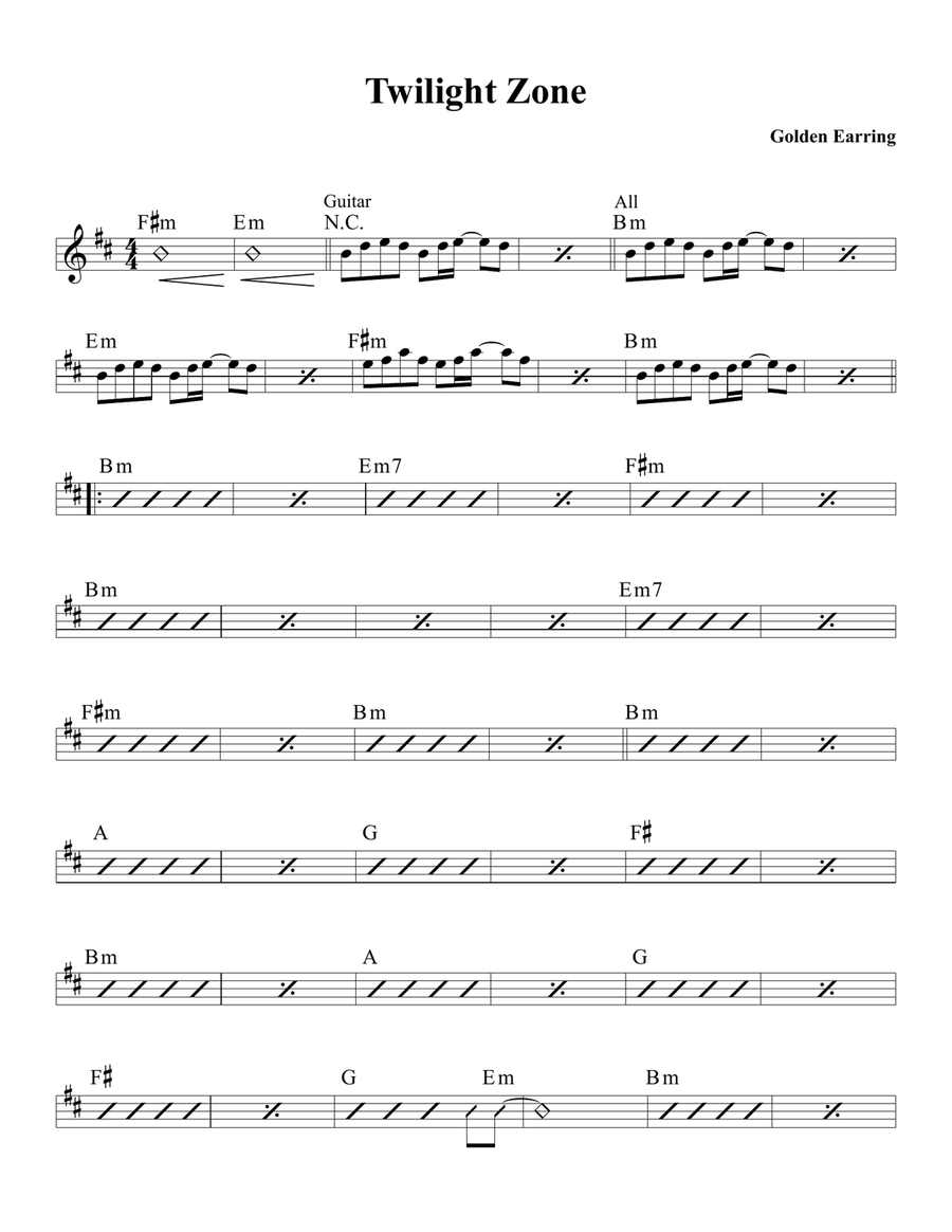 Twilight Zone Piano, Vocal scores gallery preview page 1