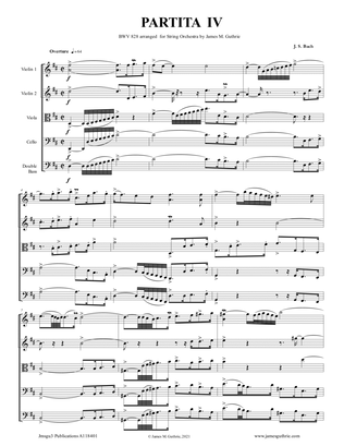 Book cover for BACH: Partita No. 4 BWV 828 for String Orchestra