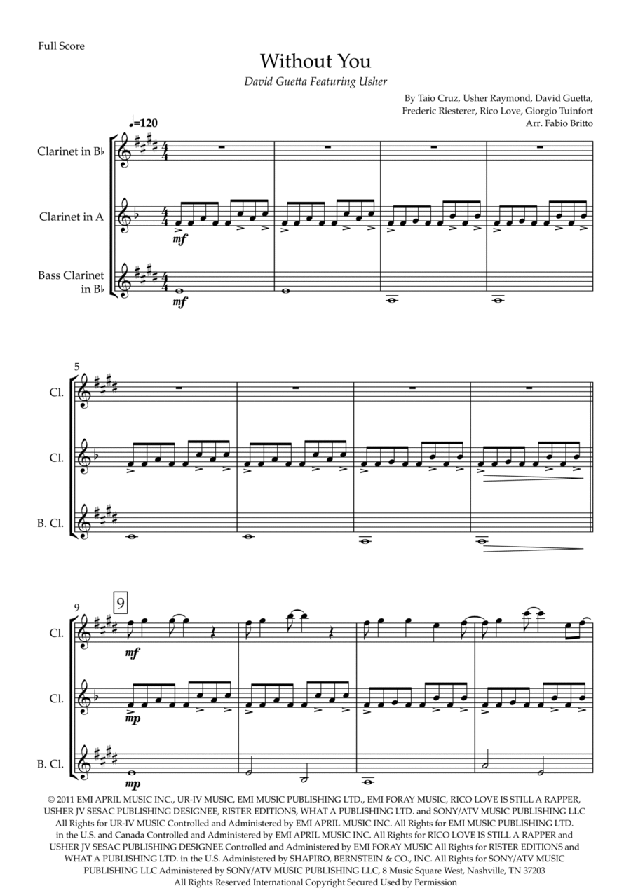 Without You Clarinet Trio scores gallery preview page 1