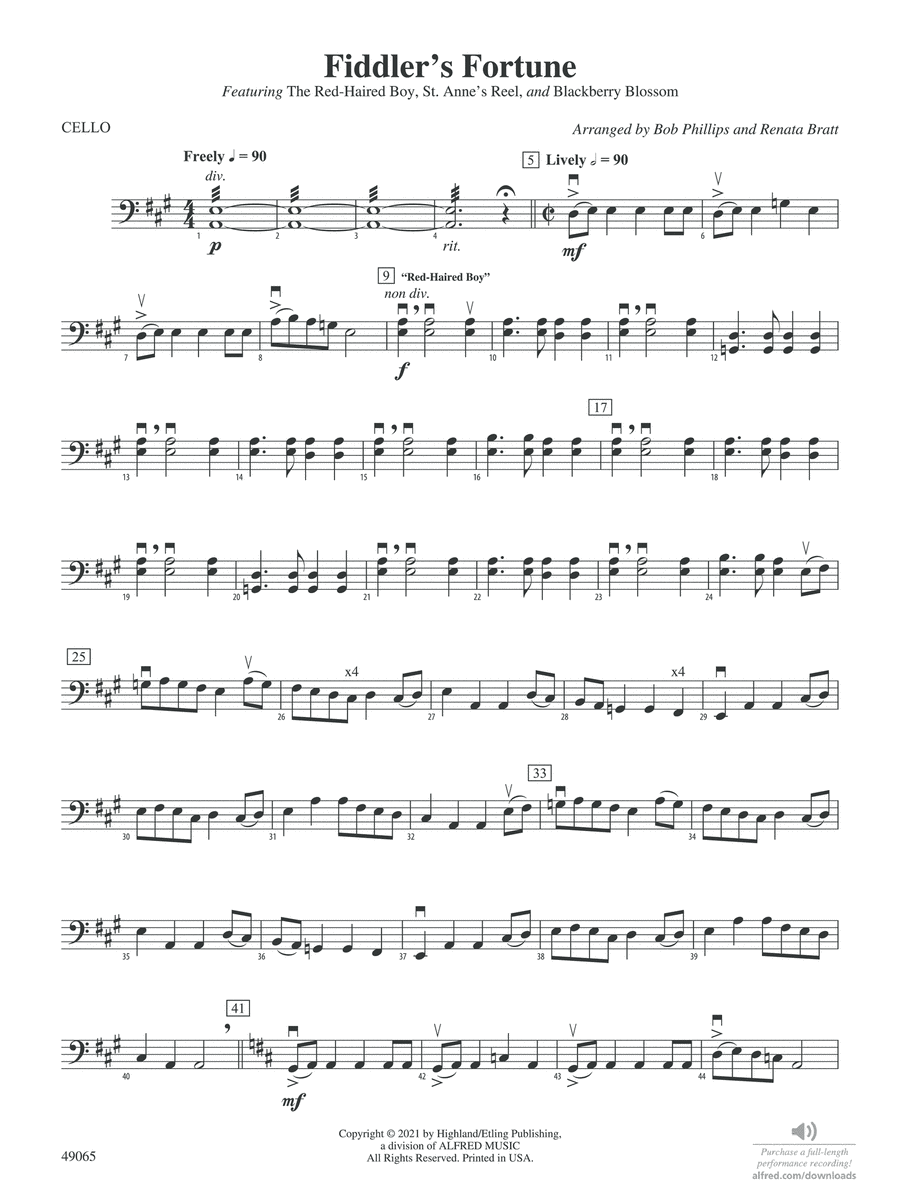 Fiddler's Fortune: Cello Fiddler's Fortune: Cello String Orchestra scores gallery preview page 1