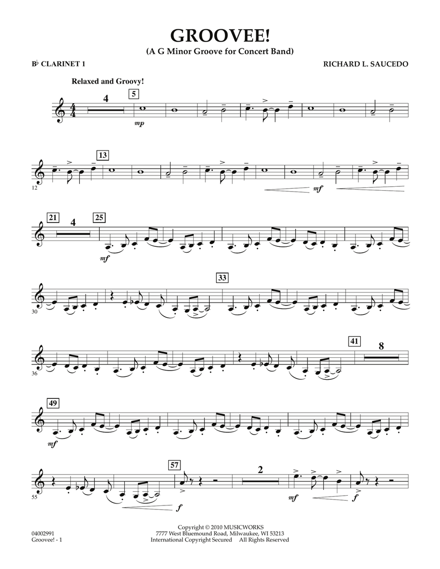 Groovee! - Bb Clarinet 1 Concert Band scores gallery preview page 1