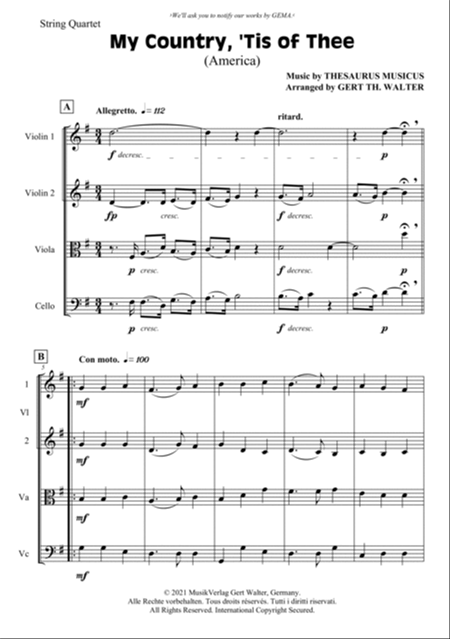 My Country, 'Tis Of Thee (America) Piano Quintet scores gallery preview page 3