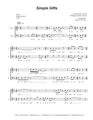 Simple Gifts (Duet for Tenor and Bass solo)