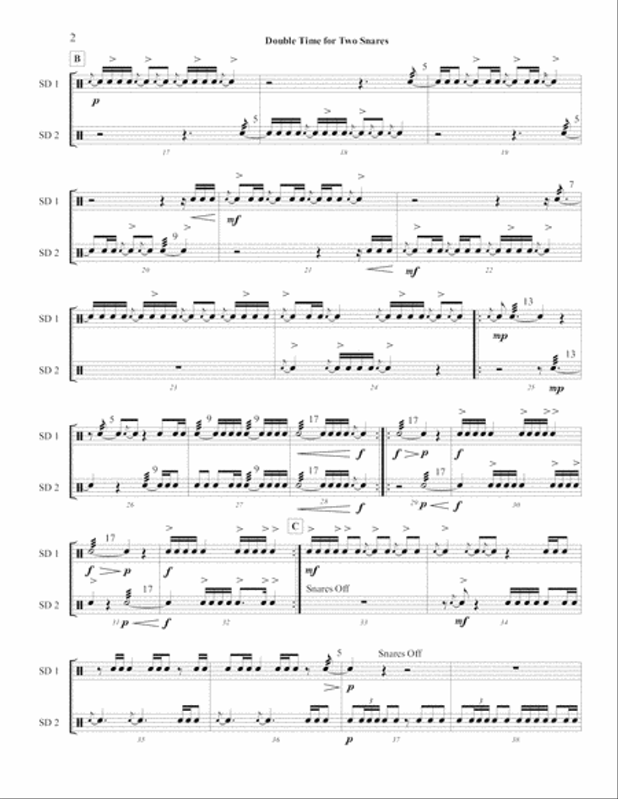 Double Time For Two Snares Percussion scores gallery preview page 4