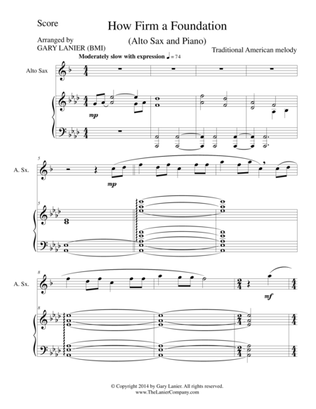 HOW FIRM A FOUNDATION (Alto Sax/Piano and Sax Part)