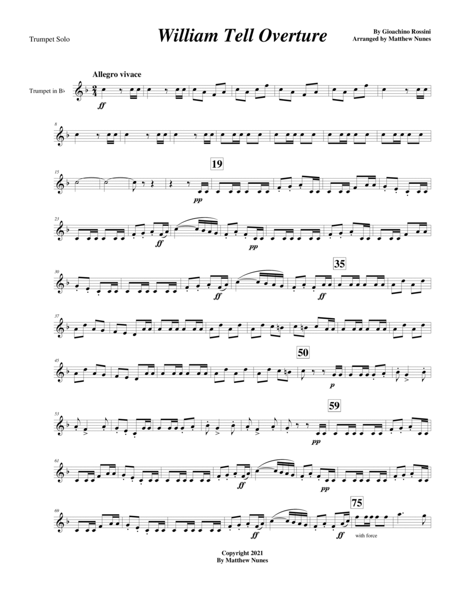 William Tell Overture (Trumpet solo) Chamber Music scores gallery preview page 1