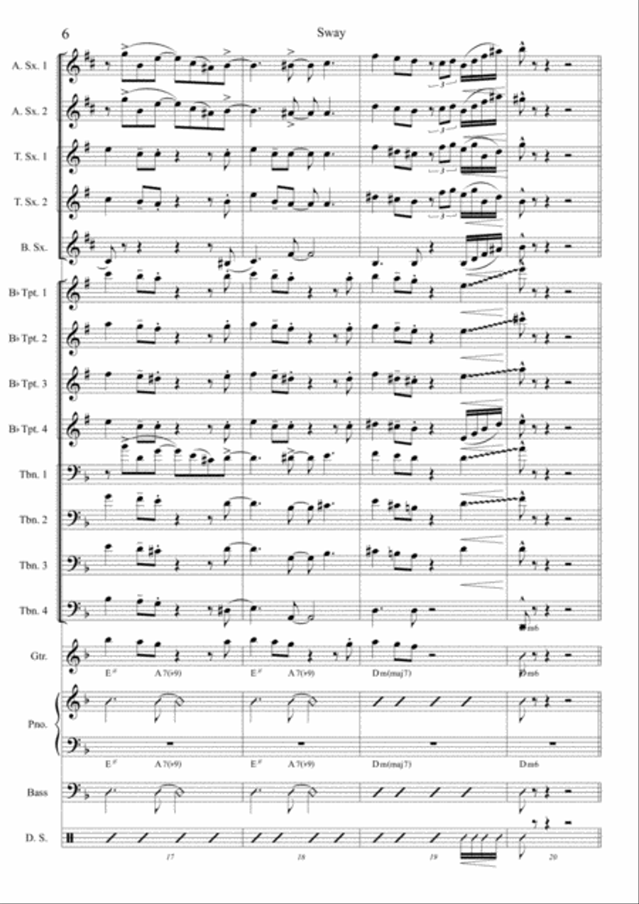 Sway for Singer and Big Band Jazz Ensemble scores gallery preview page 6