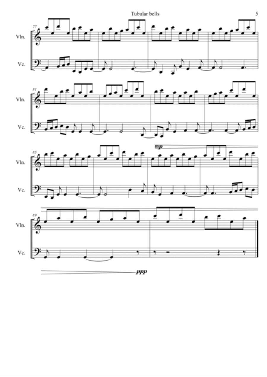 Tubular Bells Tubular Bells String Duet scores gallery preview page 5