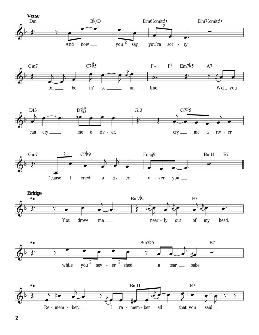 Cry Me A River Voice scores gallery preview page 2