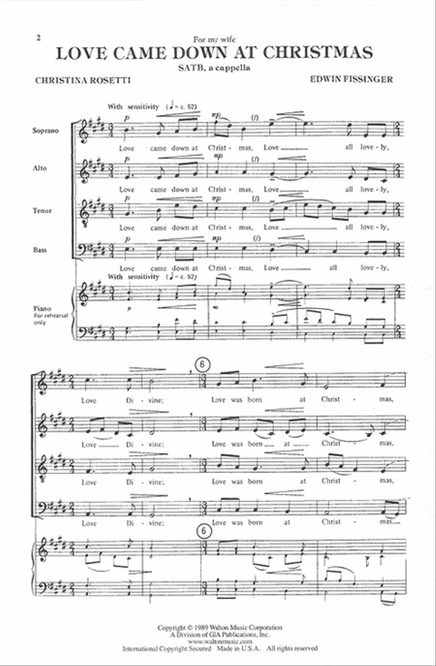 Love Came Down at Christmas (SATB)