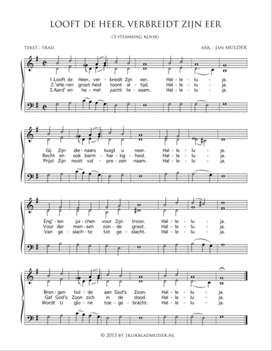 Looft De Heer, Verbreidt Zijn Eer 3-Part scores gallery preview page 1