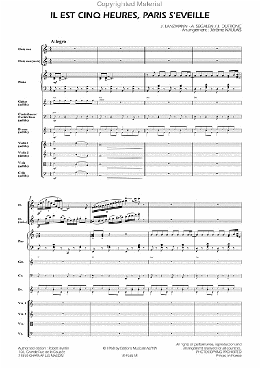 Il est 5 heures, Paris s'éveille Flute scores gallery preview page 2