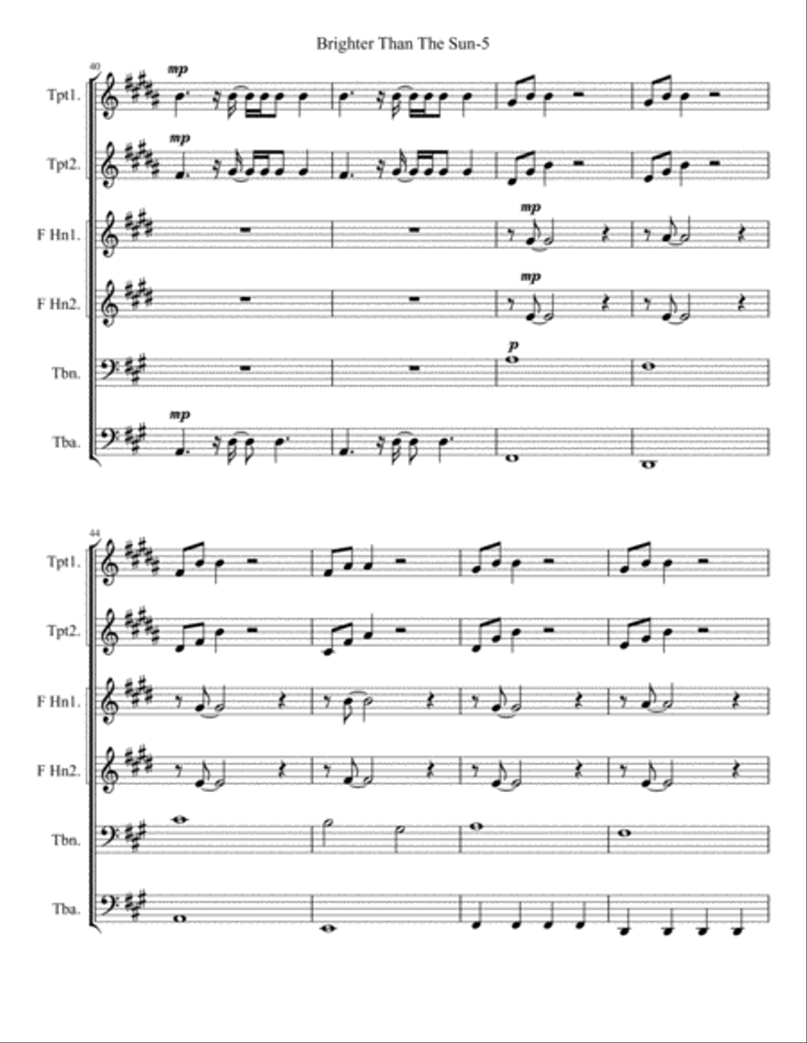 Brighter Than The Sun Brass Ensemble scores gallery preview page 5