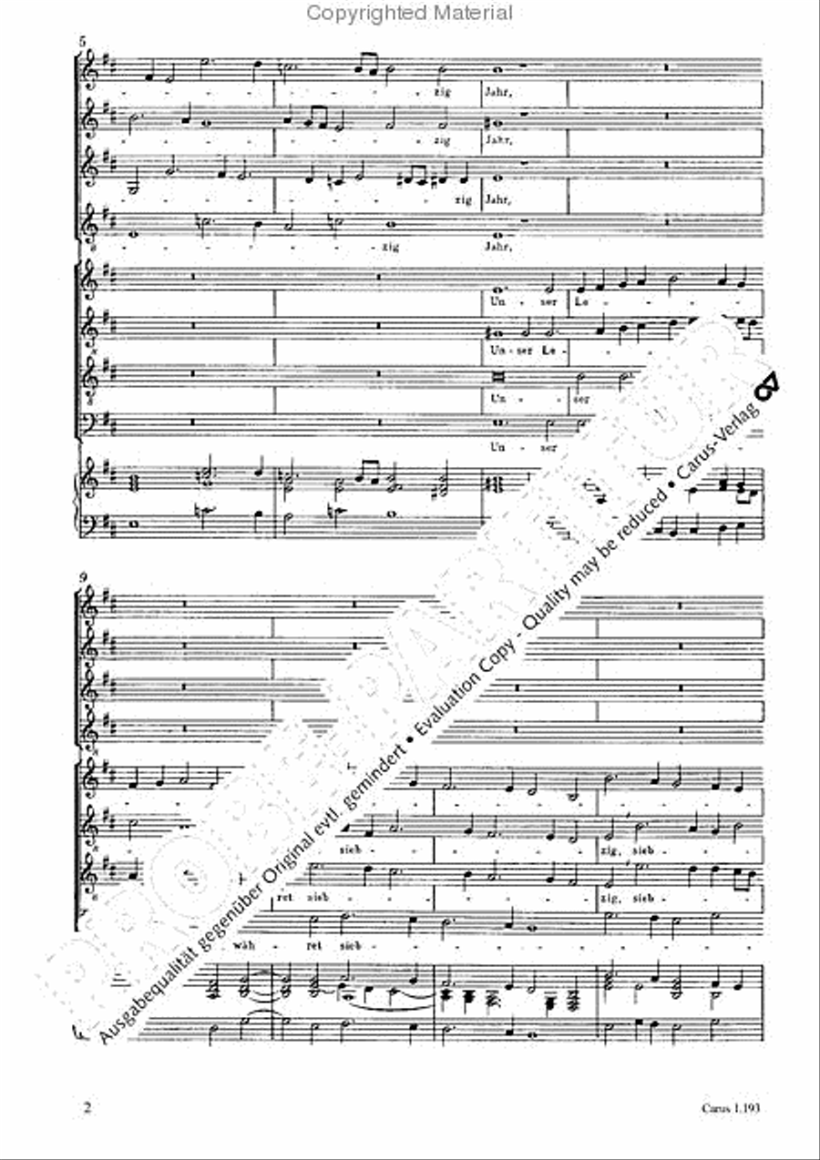 Unser Leben wahret siebzig Jahr Choir scores gallery preview page 3
