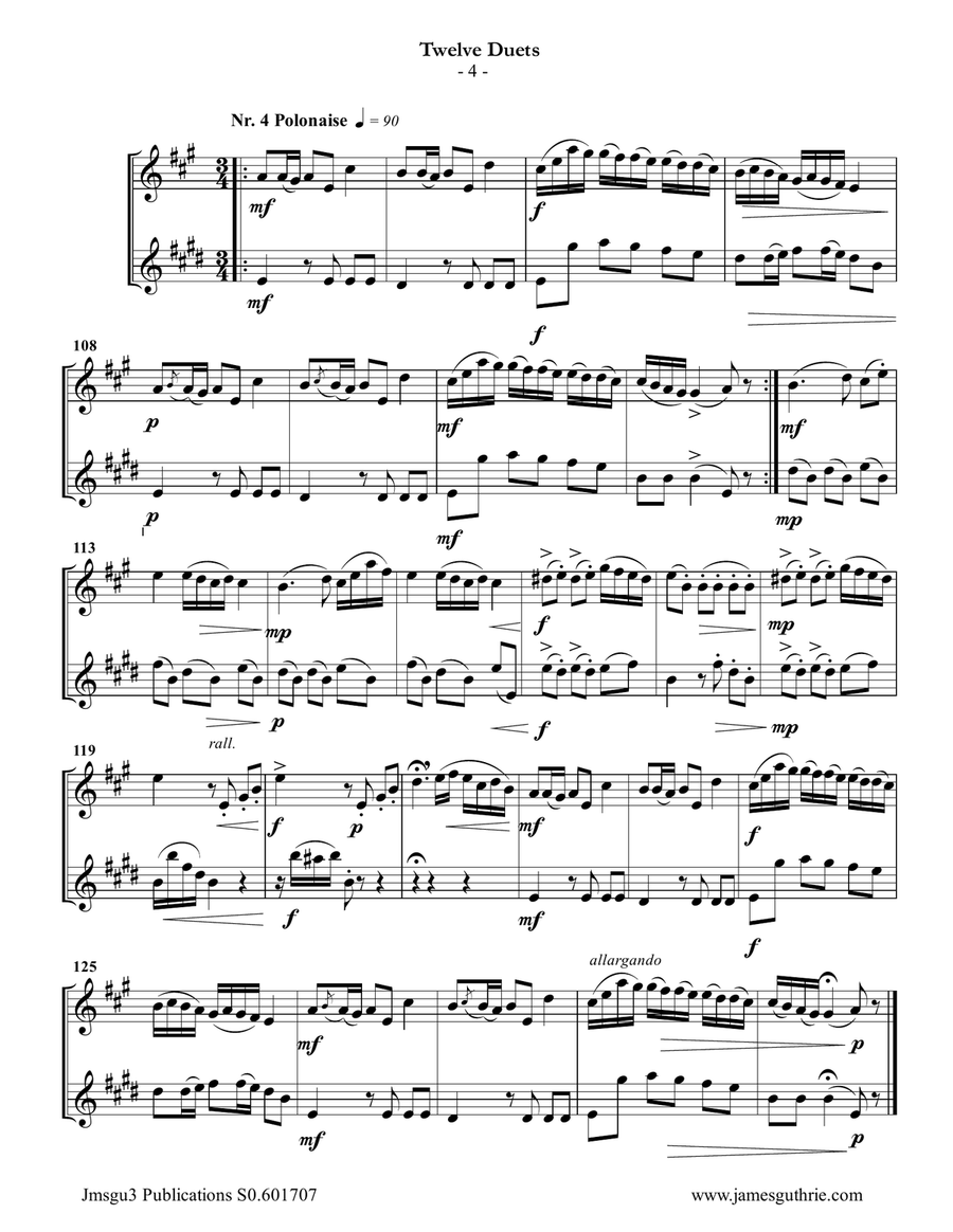 Mozart: 12 Duets K. 487 for Oboe & English Horn Woodwind Duet scores gallery preview page 4