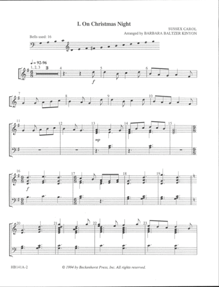 Let's All Ring Carols With Keyboard - handbell part 2-Octaves scores gallery preview page 2