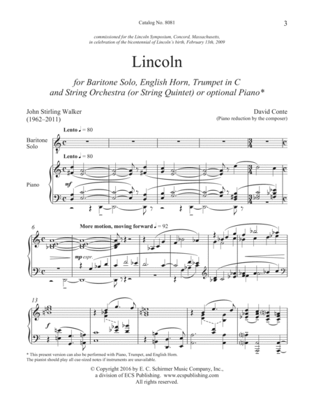 Lincoln (Piano/Vocal Score)