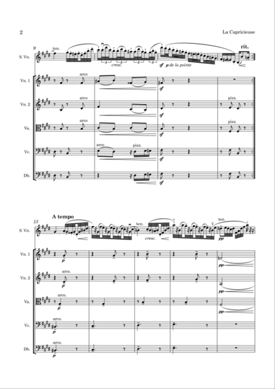 Elgar La Capricieuse Op. 17 for Solo Violin and String Orchestra String Orchestra scores gallery preview page 3