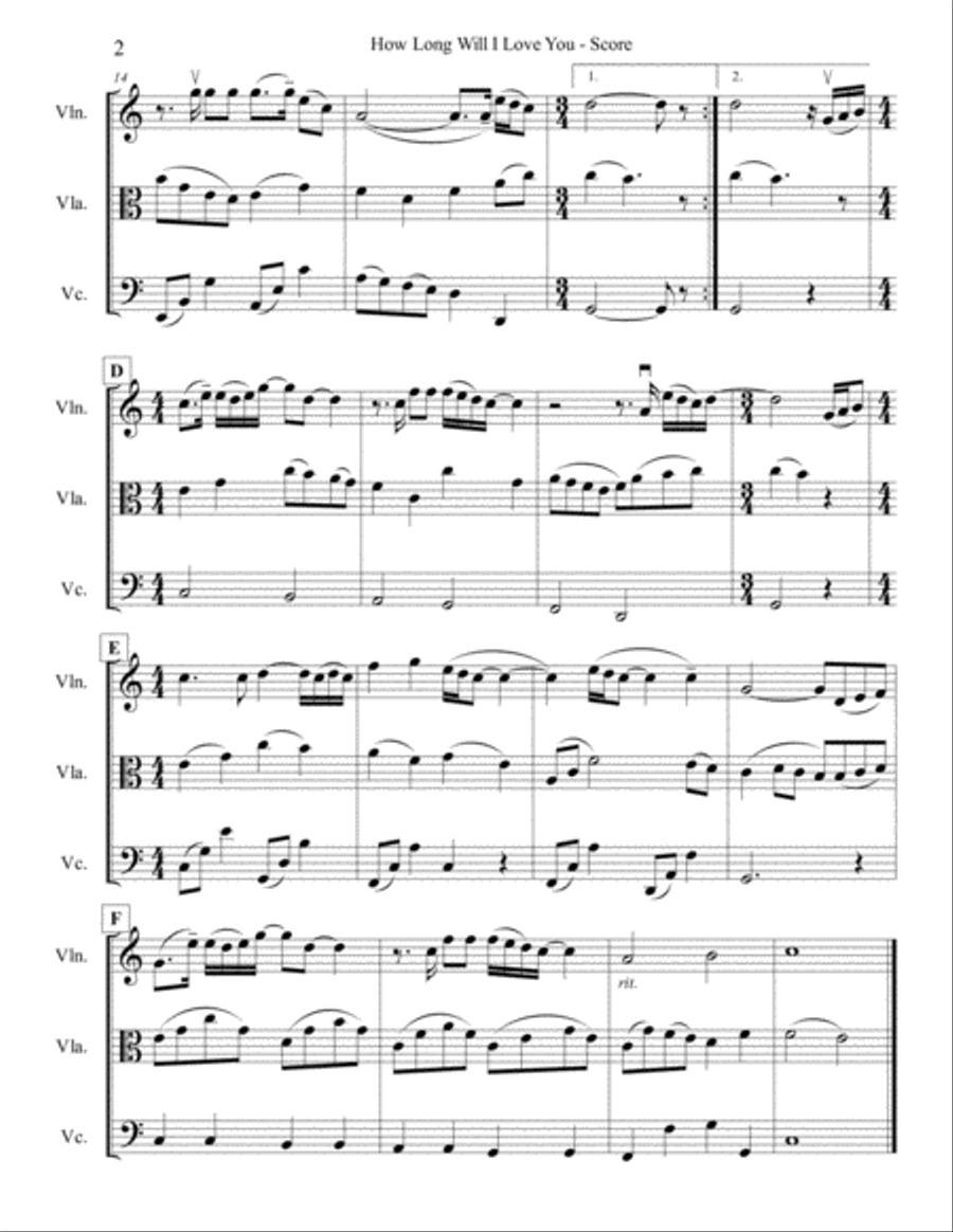 How Long Will I Love You String Trio scores gallery preview page 2