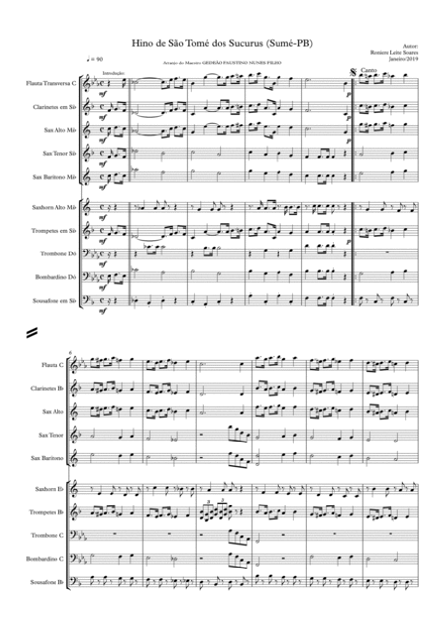 HINO DE SÃO TOMÉ DOS SUCURUS Concert Band scores gallery preview page 2