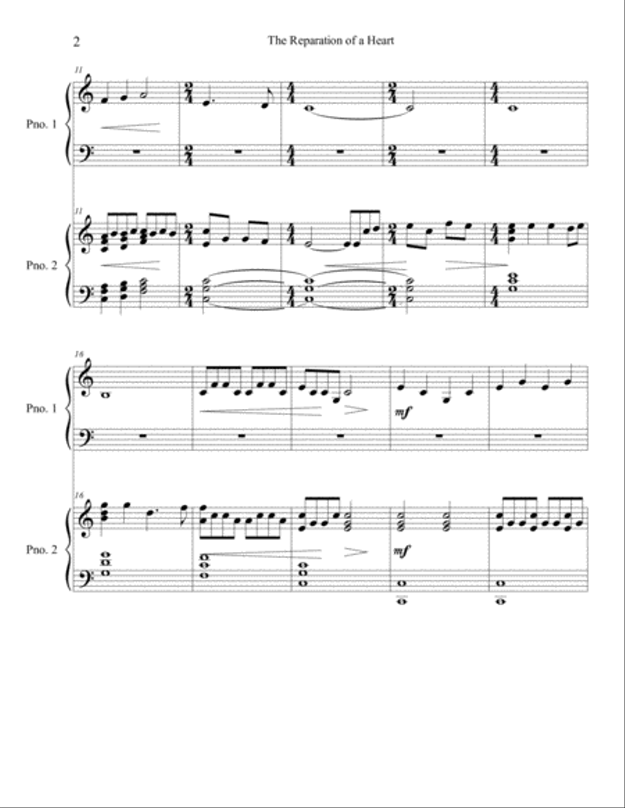 The Reparation of a Heart Easy Piano scores gallery preview page 2
