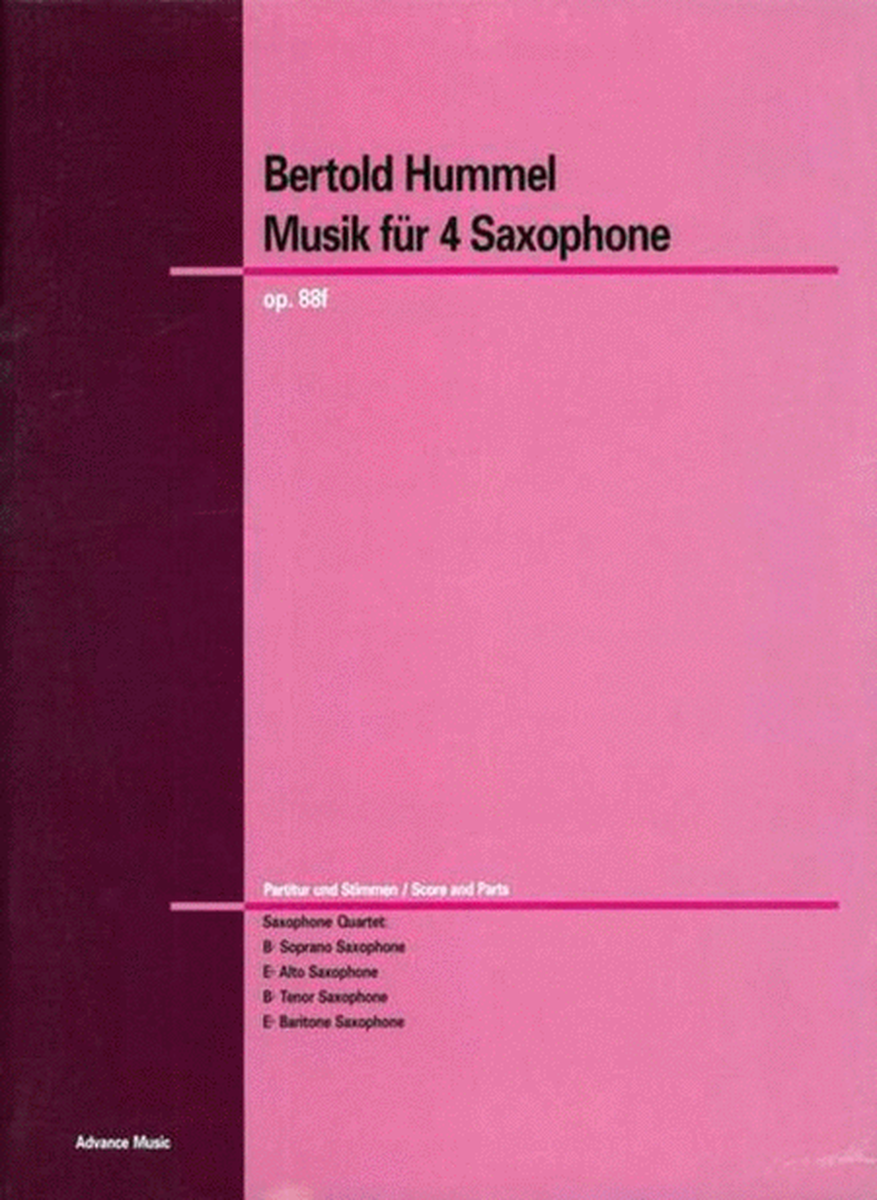 Music For 4 Saxophones Satb Or Aatb Saxes Sc/Pts